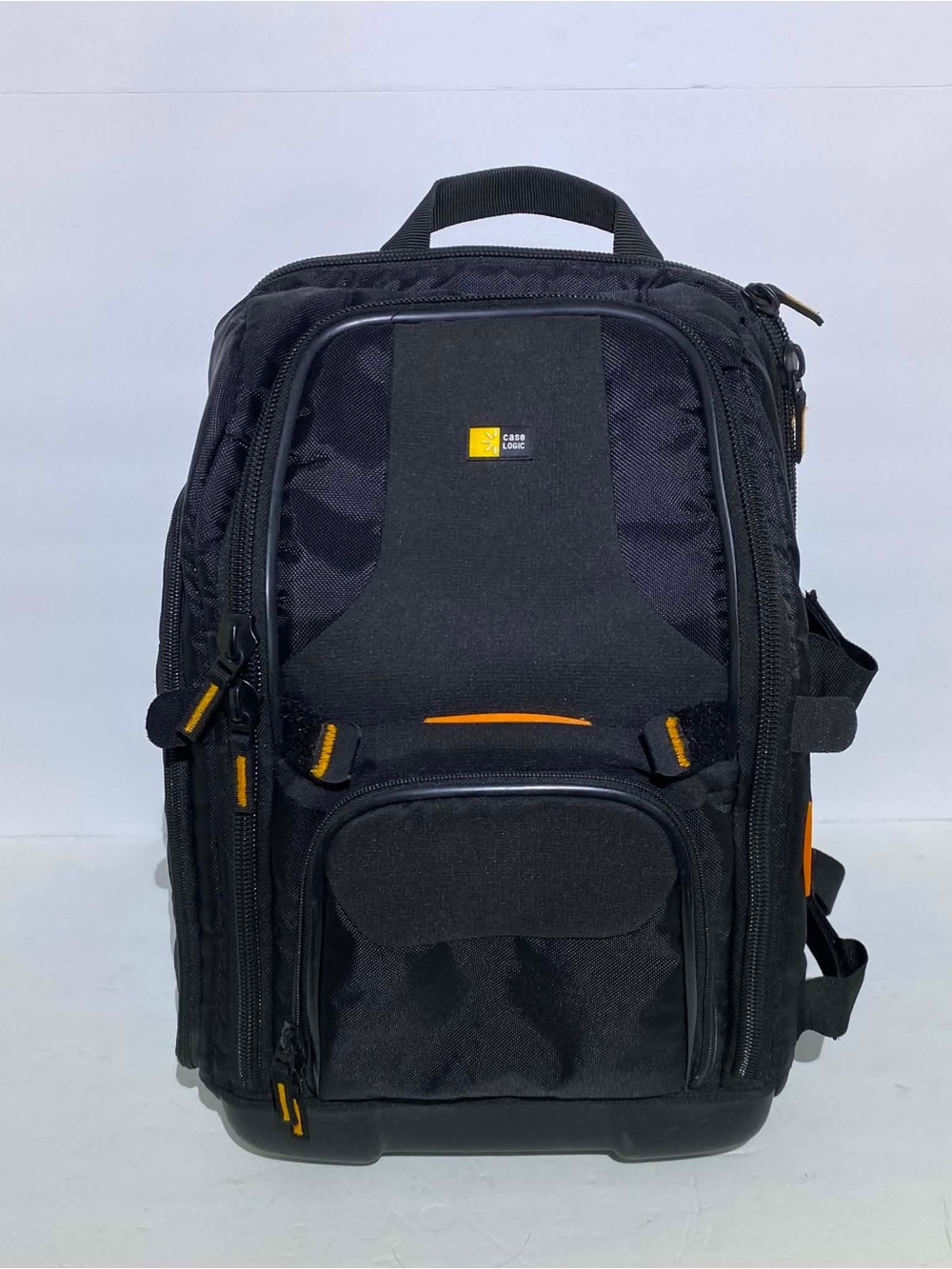 camera backpack Black Travel Backpack with Orange Accents